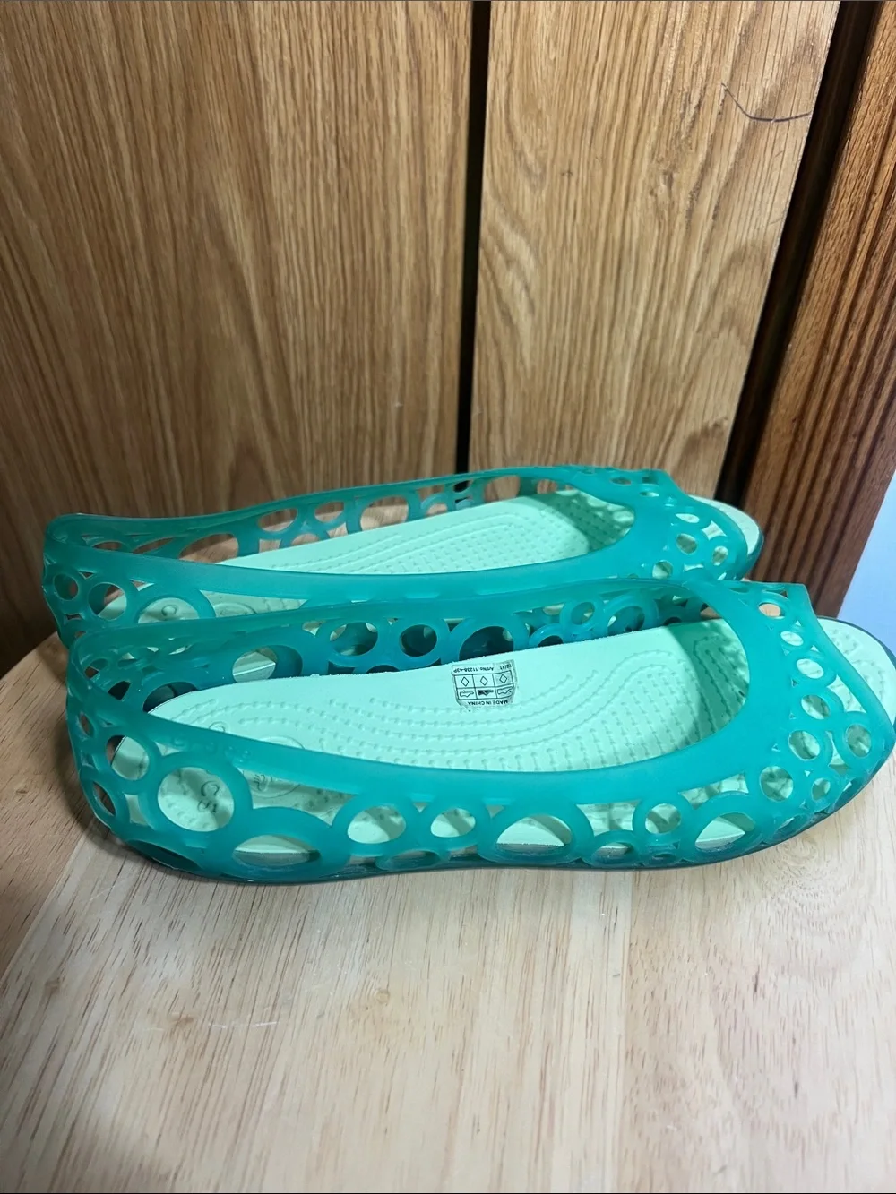 CROCS Women's Teal Cutout Slip-On Flats